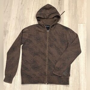 Calvin Klein Brown Man Knit Zip up Hooded Cardigan Small hoodie